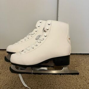 White Ice Skates with Black Soles